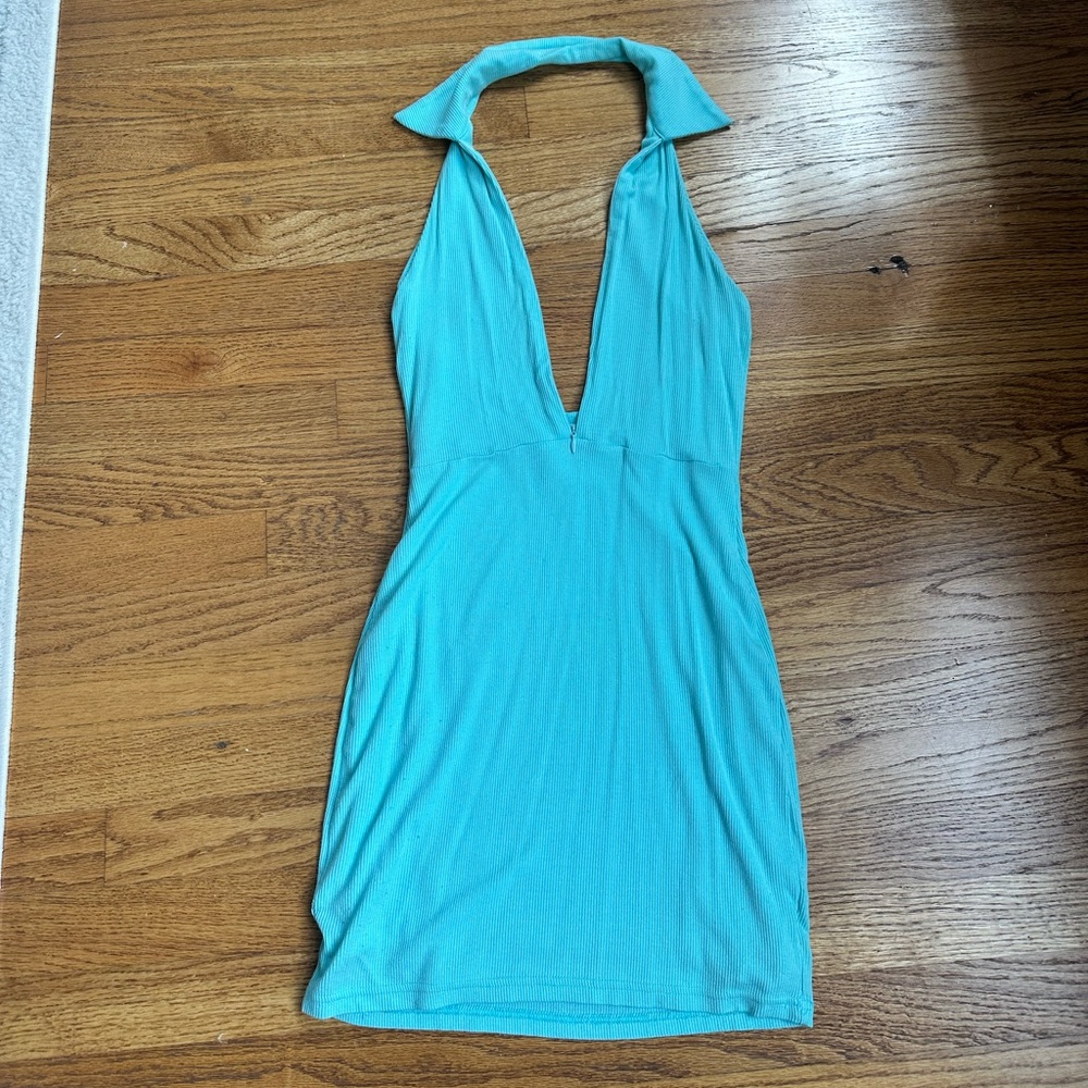 Turquoise Halter Neck Dress